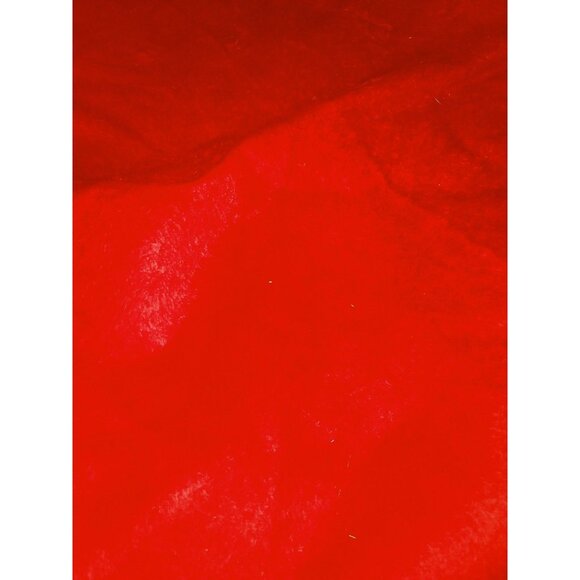 Red Round Felt Tablecloth White Red Crochet Trim Fringe - Picture 3 of 7